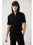 Erkek Siyah Kapüşonlu Jersey Garnili T-shirt A41y1233 1