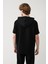 Erkek Siyah Kapüşonlu Jersey Garnili T-shirt A41y1233 4