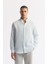 Erkek Açık Mavi Comfort Fit %100 Keten Düğmeli Yaka Gömlek B002191 1