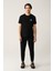 Erkek Siyah Bisiklet Yaka Jersey Kumaş Garnili T-shirt A41y1114 5