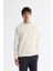 Erkek Ekru Bisiklet Yaka Pamuklu Baskılı Elastan Sweatshirt A42y1267 1