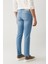 Erkek Mavi Eskitme Yıkamalı Esnek İnce Jean Pantolon A41Y3506 5