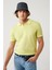 Erkek Neon Yeşil 3 Düğmeli Garment Dyed Polo Yaka Triko T-shirt A41y5067 1