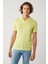 Erkek Neon Yeşil 3 Düğmeli Garment Dyed Polo Yaka Triko T-shirt A41y5067 3