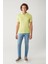 Erkek Neon Yeşil 3 Düğmeli Garment Dyed Polo Yaka Triko T-shirt A41y5067 5