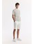 Erkek Beyaz Regular Fit Bisiklet Yaka Çizgili Jakarlı Ribana Detaylı T-shirt A51y1149 5
