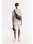 Erkek Beyaz Regular Fit Bisiklet Yaka Çizgili Jakarlı Ribana Detaylı T-shirt A51y1149 7