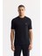 Erkek Siyah Bisiklet Yaka Baskı Detaylı İnterlok T-Shirt A51Y1150 1