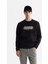 Erkek Siyah Bisiklet Yaka Kolay Ütülenebilir Pamuklu Sweatshirt A42y1270 1