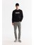 Erkek Siyah Bisiklet Yaka Kolay Ütülenebilir Pamuklu Sweatshirt A42y1270 5