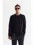 Erkek Siyah Bisiklet Yaka Pamuklu Baskılı Elastan Sweatshirt A42y1227 1