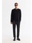 Erkek Siyah Bisiklet Yaka Pamuklu Baskılı Elastan Sweatshirt A42y1227 5