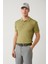 Erkek Haki 3 Düğmeli Garment Dyed Polo Yaka Triko T-shirt A41y5067 1