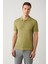 Erkek Haki 3 Düğmeli Garment Dyed Polo Yaka Triko T-shirt A41y5067 3