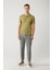 Erkek Haki 3 Düğmeli Garment Dyed Polo Yaka Triko T-shirt A41y5067 5