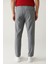 Erkek Gri Slim Fit Beli Lastikli 360 Derece Esnek Teknik Kumaş Pantolon A41y3077 4