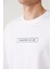 Erkek Beyaz %100 Pamuk Bisiklet Yaka Baskılı T-shirt A41y1173 2