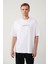 Erkek Beyaz %100 Pamuk Bisiklet Yaka Baskılı T-shirt A41y1173 3