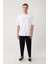 Erkek Beyaz %100 Pamuk Bisiklet Yaka Baskılı T-shirt A41y1173 5