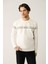 Erkek Beyaz Bisiklet Yaka Interlok Baskılı Sweatshirt A41y1241 1