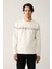 Erkek Beyaz Bisiklet Yaka Interlok Baskılı Sweatshirt A41y1241 3