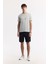 Erkek Açık Gri Bisiklet Yaka Baskılı Shoft Touch, Dökümlü, Rahat Görünüm, Flamlı T-shirt A51y1106 6