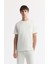 Erkek Ekru Bisiklet Yaka Baskı Detaylı İnterlok T-Shirt A51Y1150 1