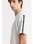 Erkek Ekru Bisiklet Yaka Baskı Detaylı İnterlok T-Shirt A51Y1150 3