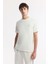 Erkek Ekru Bisiklet Yaka Baskı Detaylı İnterlok T-Shirt A51Y1150 7