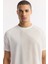 Erkek Beyaz Regular Fit Bisiklet Yaka Geometrik Desenli Teknik Kumaş Detaylı T-shirt A51y1151 2
