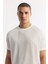 Erkek Beyaz Regular Fit Bisiklet Yaka Geometrik Desenli Teknik Kumaş Detaylı T-shirt A51y1151 6