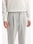 Erkek Gri Relaxed Fit Beli Bağcıklı Keten Karışımlı Chino Pantolon B003036 4