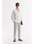 Erkek Gri Relaxed Fit Beli Bağcıklı Keten Karışımlı Chino Pantolon B003036 7