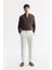 Erkek Kırık Beyaz Relaxed Fit Beli Bağcıklı Keten Karışımlı Chino Pantolon B003036 1