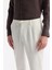 Erkek Kırık Beyaz Relaxed Fit Beli Bağcıklı Keten Karışımlı Chino Pantolon B003036 4