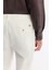 Erkek Kırık Beyaz Relaxed Fit Beli Bağcıklı Keten Karışımlı Chino Pantolon B003036 6