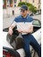 Erkek Lacivert Slim Fit Beli Lastikli 360 Derece Esnek Teknik Kumaş Pantolon A41y3077 1