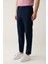 Erkek Lacivert Slim Fit Beli Lastikli 360 Derece Esnek Teknik Kumaş Pantolon A41y3077 4