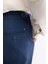 Erkek Lacivert Carrot Fit Klasik Bell Apolet Detaylı %100 Keten Pantolon A51Y3025 4