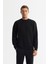 Erkek Siyah Bisiklet Yaka Baskılı Elastan Sweatshirt A42y1275 1