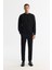 Erkek Siyah Bisiklet Yaka Baskılı Elastan Sweatshirt A42y1275 6