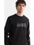 Erkek Siyah Bisiklet Yaka Pamuklu Baskılı Elastan Sweatshirt A42y1229 2