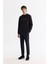 Erkek Siyah Bisiklet Yaka Pamuklu Baskılı Elastan Sweatshirt A42y1229 5