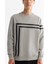 Erkek Gri Bisiklet Yaka Pamuklu Baskılı Elastan Sweatshirt A42y1284 2