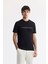 Erkek Siyah Bisiklet Yaka Flexi & Gofre Baskı Detaylı İnterlok T-Shirt A51Y1002 1