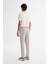 Erkek Gri Relaxed Fit Yanı Lastikli Balıksırtı Örme Bağcıklı Pantolon A42Y3016 3