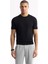 Erkek Siyah Regular Fit Bisiklet Yaka Önü Jakar Detaylı Rayon Triko T-shirt A51Y5004 1