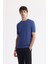 Erkek İndigo Regular Fit Bisiklet Yaka Önü Jakar Detaylı Rayon Triko T-shirt A51Y5004 1
