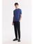 Erkek İndigo Regular Fit Bisiklet Yaka Önü Jakar Detaylı Rayon Triko T-shirt A51Y5004 6