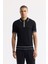 Erkek Siyah Regular Fit Polo Yaka Dokulu Rayon Triko T-shirt A51y5165 3